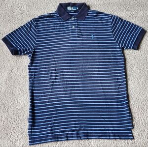 Polo Ralph Lauren Men's Navy & Royal Blue Striped Polo Shirt, Size Medium